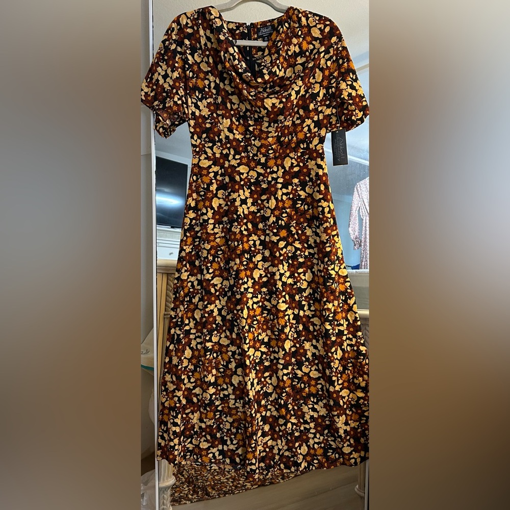 NEW Abbott Elementary Fall Floral Classic Midi Dress XS $69